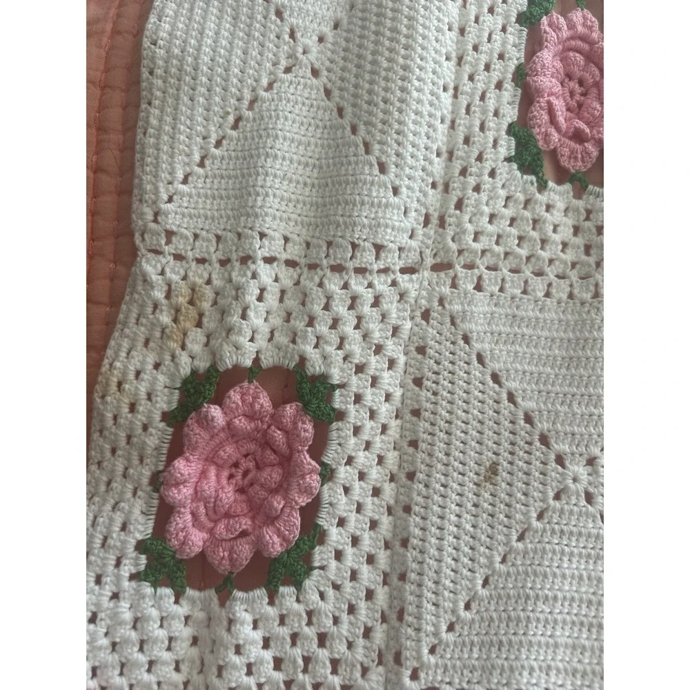 Vintage Granny Square‎ Afghan Crochet Twin Full Queen Handmade Blanket 83x72